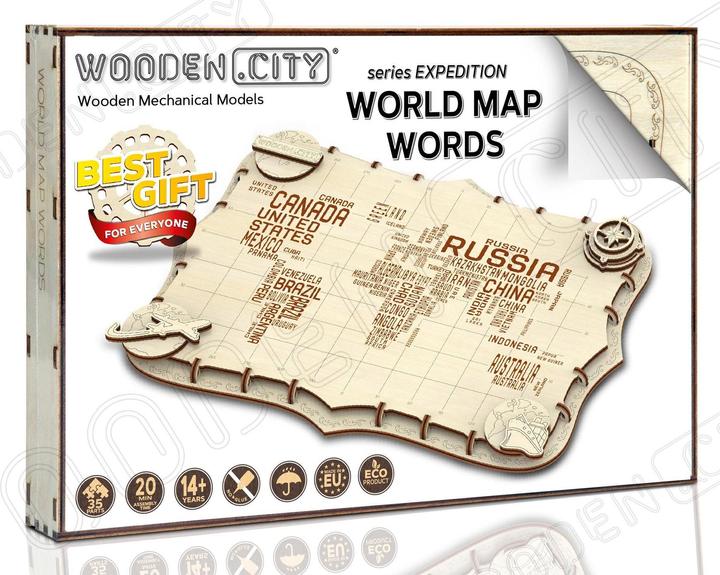 Produktbild WoodenCity Weltkarte Map Expedition Series Words