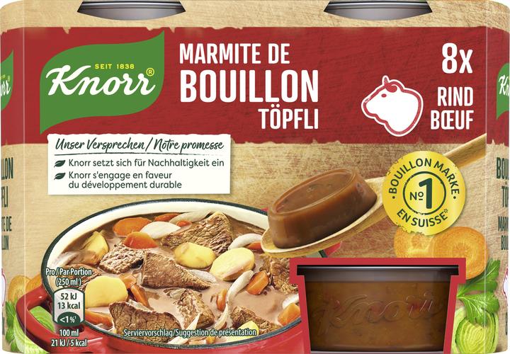 Produktbild Knorr Bouillon Töpfli Rind, weiche Konsistenz & schnell löslich, Rindsbouillon für Saucen, Fleisch & Wok (4000 ml)