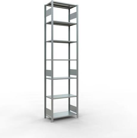 Sistema di scaffalature di base senza viti MULTIplus150 con ripiani di lunghezza