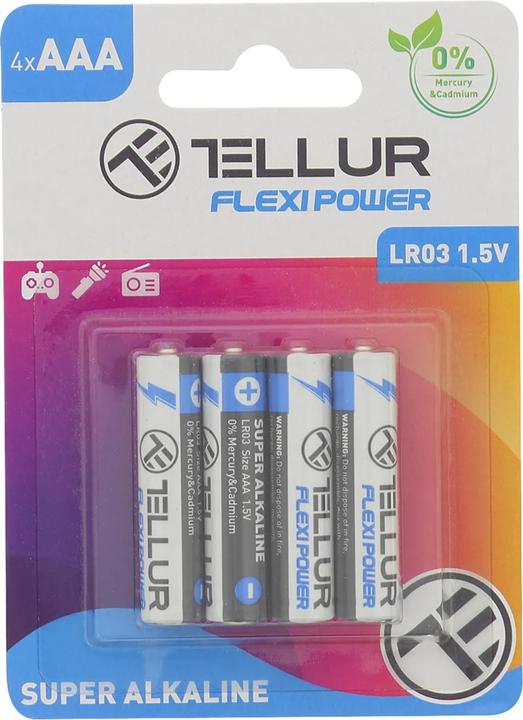 Tellur Flexi Power battery, Super Alkaline, AAA LR03, 1.5V, 4 pcs/set (4 Stk., AAA)