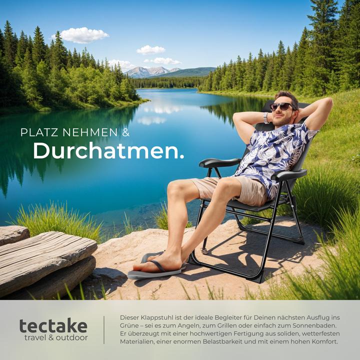 Produktbild tectake Faltbarer Campingstuhl Müritz mit Kopfpolster, Aluminium