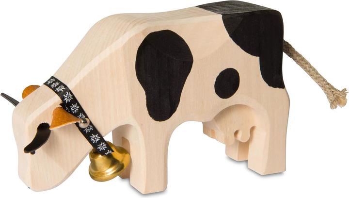 Actual product image Trauffer Cow eating made of wood with bell
