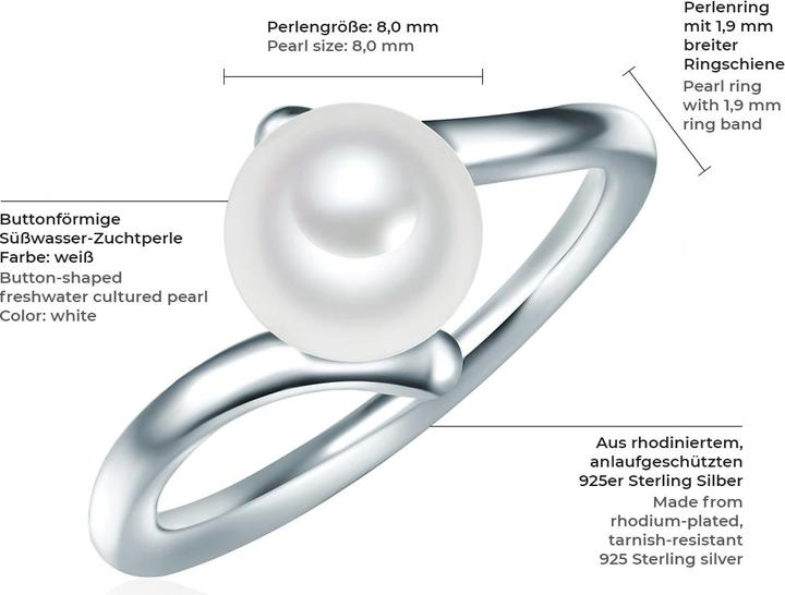 Image du produit Valero Pearls Femmes Argent Sterling Perle d'eau douce de culture Argent - 11336 (64, Argent 925)