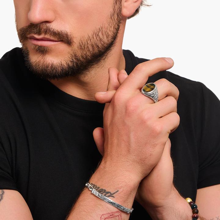 Produktbild Thomas Sabo Siegelring mit goldblauem Tigerauge Silber geschwärzt (62, 925 Silber)