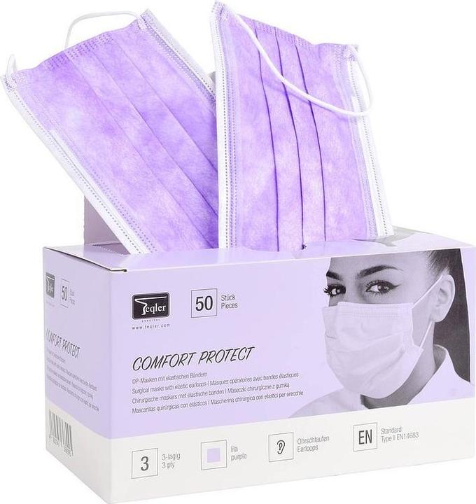 Produktbild Teqler OP-Masken mit elastischen Bändern lila (50 x)