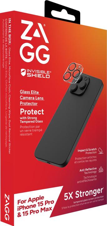 Image du produit Zagg InvisibleShield iPhone 15 Pro / Pro Max Lens Camera Protection Glass Elite (1 pièce(s), Apple iPhone 15 Pro)