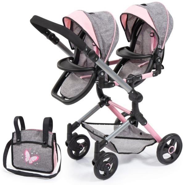 Produktbild Bayer Twin Pram - Neo - Grey w. Butterfly (26233AA)