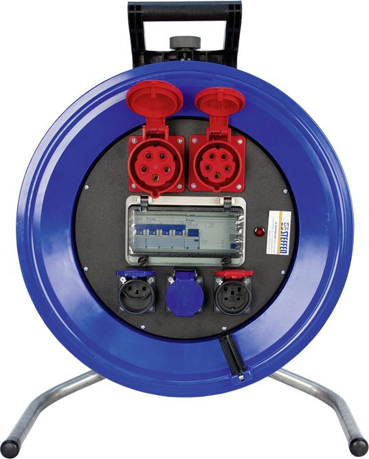 Actual product image Steffen Cable reel PROFESSIONAL 1xCEE32/5, 1xCEE16/5, 1xT25, 2xT23 (IP55) 30m (30 m, 4 mm²)