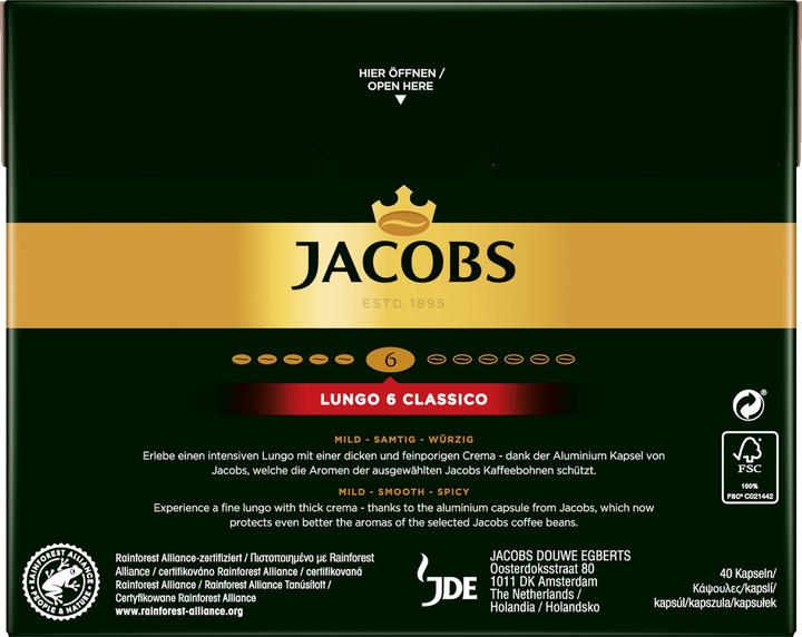 Immagine prodotto Jacobs Capsule di caffè Lungo 6 Classico 5 x 40 capsule (1 x Porta.)