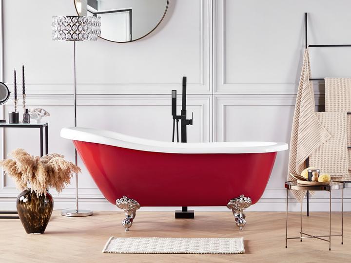 Actual product image Beliani Bathtub freestanding red oval 170 x 76 cm CAYMAN (246 l, 76 cm)