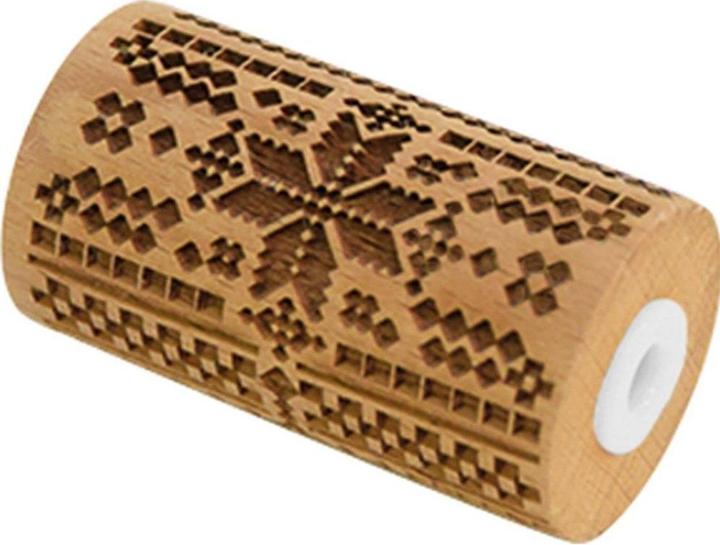 ScrapCooking Teigrolle aus Holz geprägt, Weihnachten Kreuzstich
