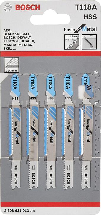 Produktbild Bosch Professional Zubehör Stichsägeblatt T 118 A Basic for Metal, 5er-Pack