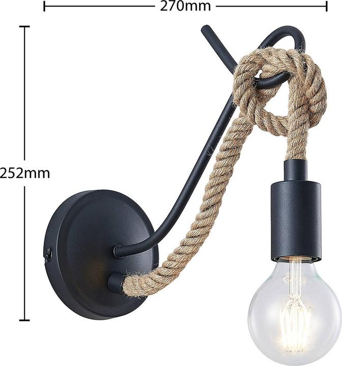 Immagine prodotto Lucande Lampada da parete Ropina con corda di canapa (E27)