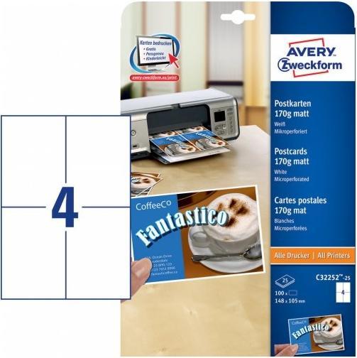 Actual product image Avery Postcards (170 g/m², A4, 25 x)