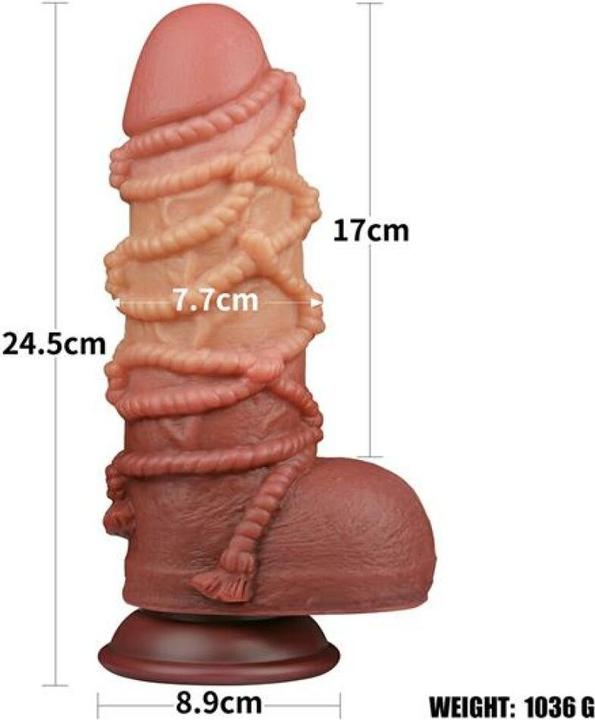 Actual product image Lovetoy Extreme Dildo with Rope Motif 24 cm