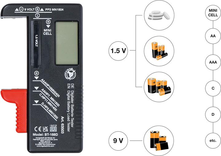 Actual product image BGS Digital Battery Load Tester | 1.5V / 9V