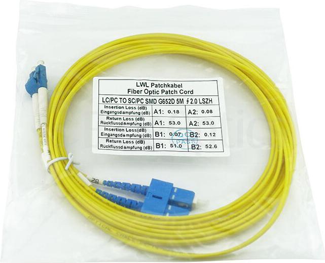 Image du produit BlueOptics Câble de brassage fibre optique duplex LC-UPC/SC-UPC monomode 0.5 mètre (CAT6, 0.50 m)