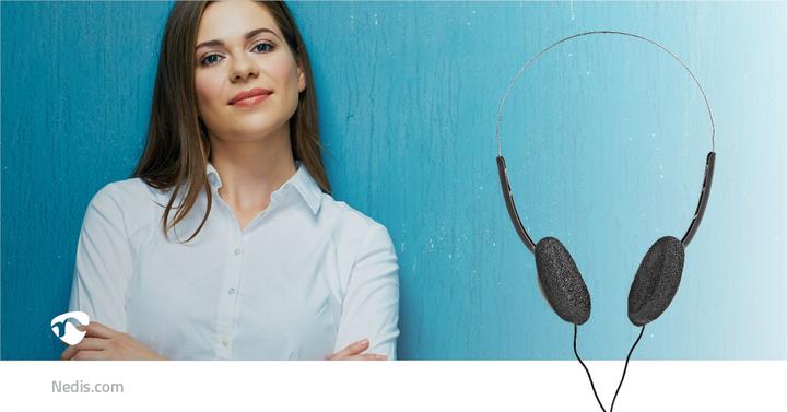 Actual product image Nedis On-ear headphones Wired 1.2 m Black, one-size, HPWD1101BK (Cable)