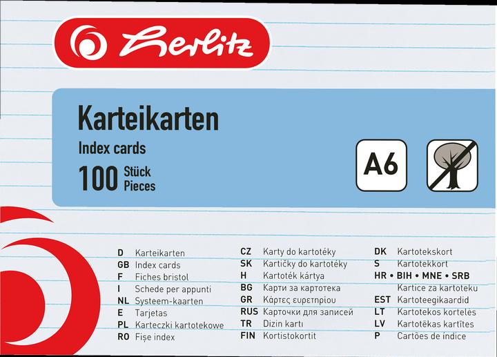 Produktbild Herlitz Karteikarten (A6, 180 g/m², 100 x)