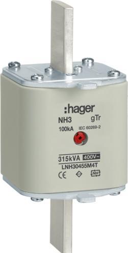 Hager HAG LNH30455M4T NH fuse-link NH3 gTr 400V 315kVA 455A middle detector with M (NH-DIN fuse, 455 A, Lazy)