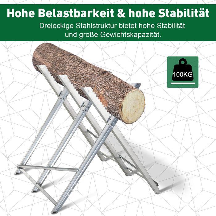 Immagine prodotto Swisshandel24 Cavalletto pieghevole per motosega Telaio per legna da ardere Metallo argento 83 x 83 x 79 cm (83 cm, 83 cm)