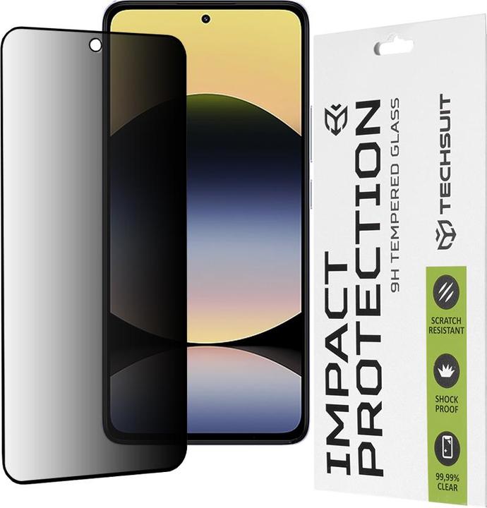Actual product image Techsuit - 111D Privacy Full Glue - Xiaomi Redmi Note 14 4G (164,84 x 78,15 x 8,16mm) - Black (1 Piece, Xiaomi Redmi Note 14)