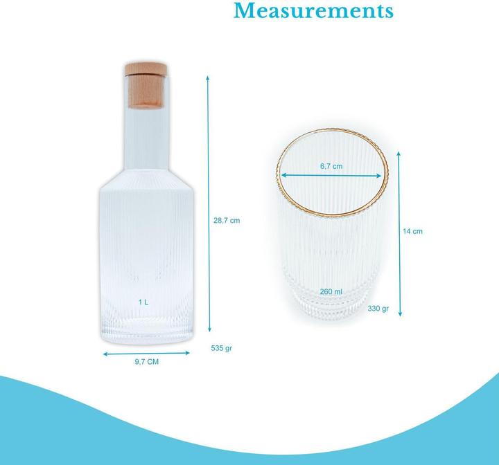Produktbild Intirilife Glaskaraffen Set mit Korken und 4 Gläsern (1.70 l)