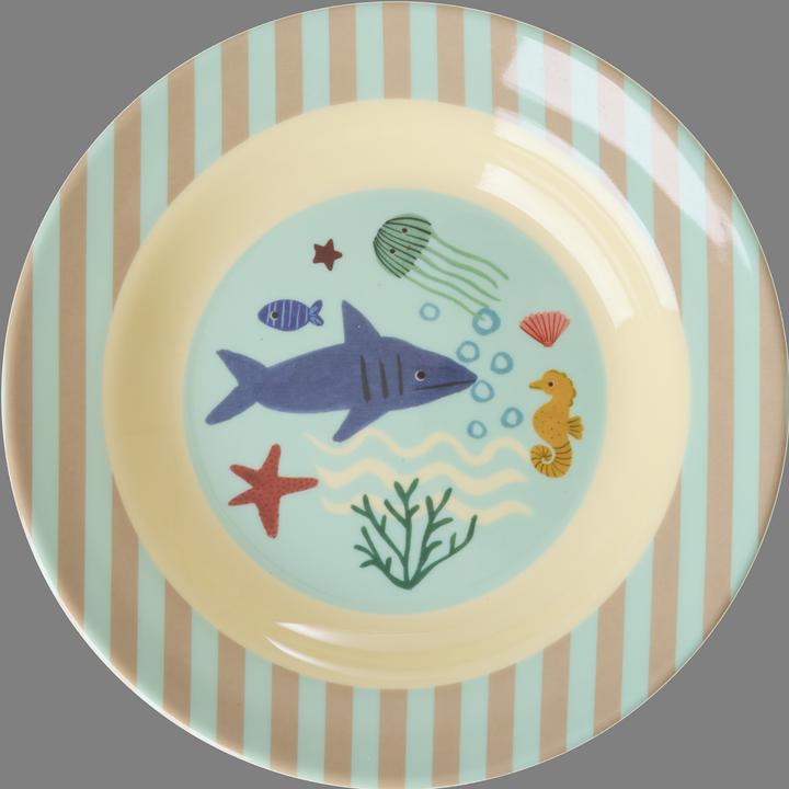Rice - Melamine Kids Bowl with Blue Ocean Print - Blue - 250 ml