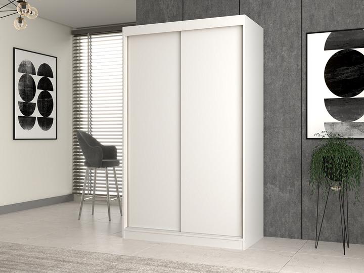Produktbild Topeshop IGA 120 BIEL B KPL Schlafzimmer-Schrank 7 Regale 2 Tür(en) Weiss Garderobe (120 x 61 x 200 cm)
