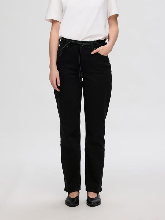 Actual product image Selected Femme Slfalice Mw Straight Black Jeans Noos (W25/L34)