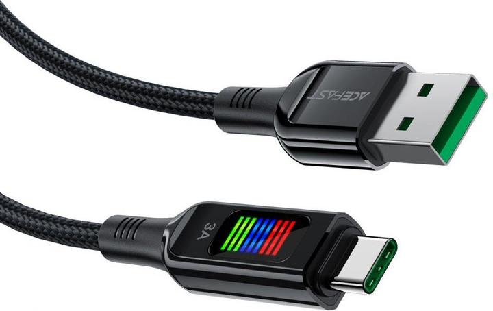Image du produit Acefast Câble C7-04 USB-A USB-C 60W 1,2m avec écran - noir (1.20 m)