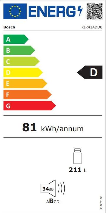 Energie-Label Bosch Hausgeräte KIR41ADD0 Serie 6 (211 l)