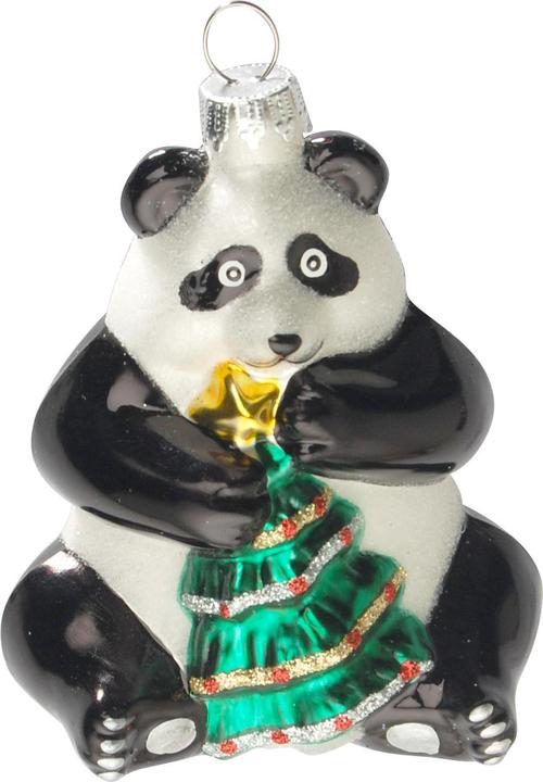 Krebs Glas Lauscha Panda mit Weihnachtsbaum (1 -teilig)