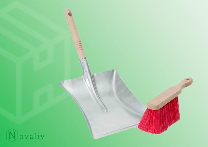 Actual product image Novaliv Kehrgarnitur mit Handfeger Langer Stiel I 45 cm I Elaston I Kehrschaufel Set Kehrset Handkehrset (1 pcs.)
