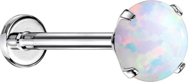 Produktbild Star Piercing Micro Threadless Labret silber Opal weiss gefasst (ohne Messing, Chirurgenstahl 316L)