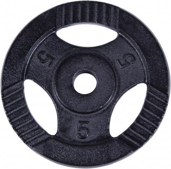 Gorilla Sports Disque d'haltères en fonte Gripper noir 0,5-20 KG (1 x 5 kg)