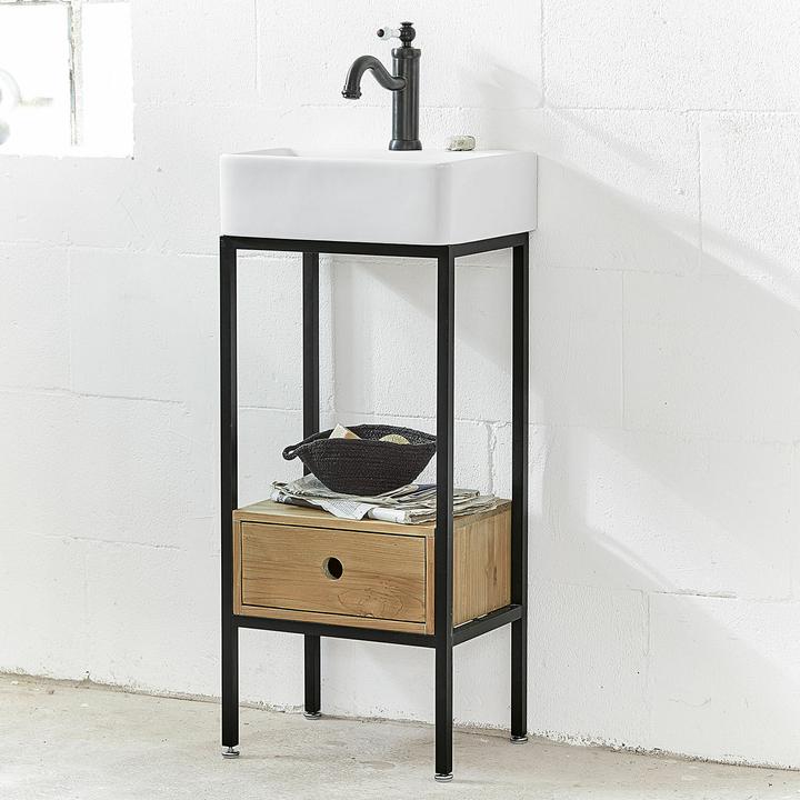 Image du produit Loberon Lavabo Maeva noir/blanc/marron