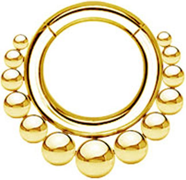 Actual product image Star Piercing Segment ring hinged gold-plated balls (without brass, Surgical steel 316L)