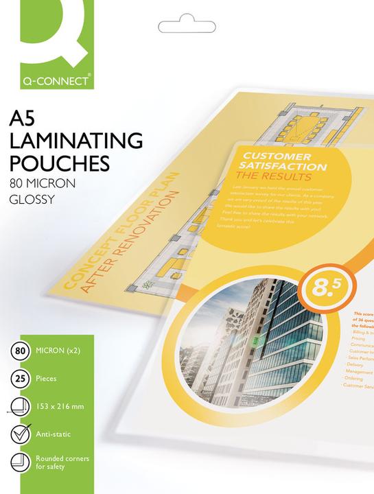 Actual product image Q-Connect Laminating films glossy (A5, 25 Piece, 80 µm)