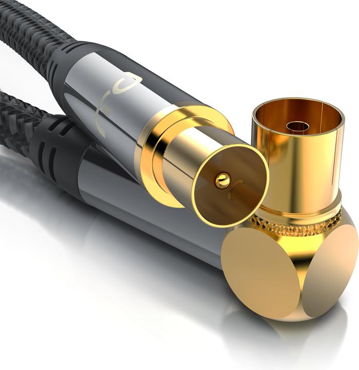 Image du produit Primewire Câble d'antenne coudé avec braiding, câble coaxial 75 Ohm HDTV, radio, câble d'antenne DVB-T2 TV (135 dB, Câble d'antenne)