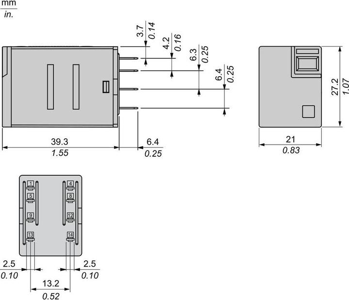 Produktbild Schneider Miniaturrelais, Easy Harmony RXM2L, 5A, 2W, 24V DC, mit LED RXM2LB2BD