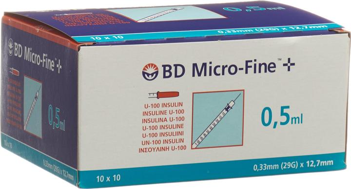 Image du produit BD + U100 seringues à insuline 12.7 x 0.33 mm (Seringue d'insuline)