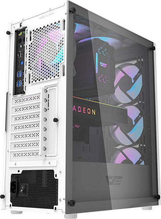 Actual product image Darkflash Tech Computer Case DK352 Plus with 4 fans (Black & White) (ITX, ATX, E-ATX)