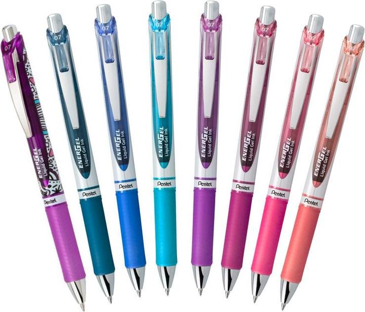 Actual product image Pentel EnerGel (Blue, Night blue, Cyan, Violet, Pink, Coral, Magenta, 8 x)
