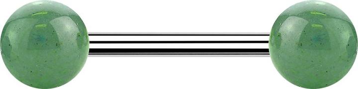 Actual product image Star Piercing Barbell with two balls of jade stone (Mineral, Surgical steel 316L, without brass)