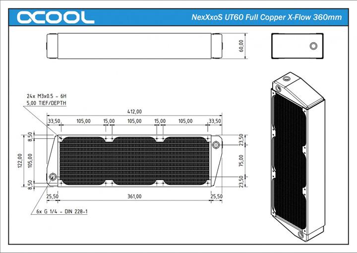 Actual product image Alphacool NexXxoS UT60 Full Copper X-Flow 360mm (120 mm)