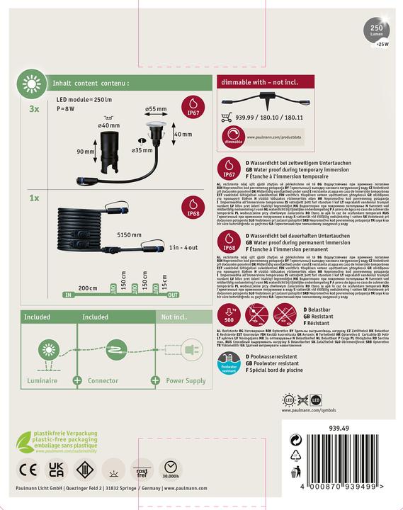 Image du produit Paulmann Set complémentaire Outdoor Plug & Shine Floor Mini (95 lm, IP65)