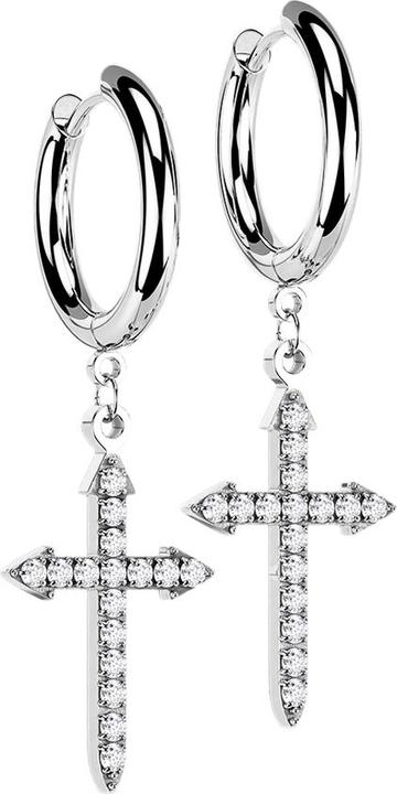 Image du produit Star Piercing Boucles d'oreilles argent pendentif croix celtique avec cristaux (sans laiton, Acier chirurgical 316L)