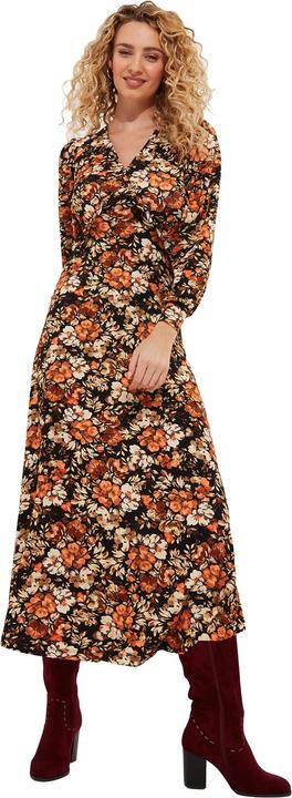 Actual product image Joe Browns PETITE Autumnal Floral V-Neck Midi Dress (38)