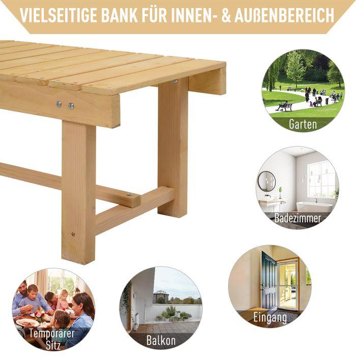 Produktbild Swisshandel24 Gartenbank, 2-Sitzer Sitzbank, Gartenmöbel, Rustikale Bank, Massivholz, Natur, 110 x 38 x 35 cm
